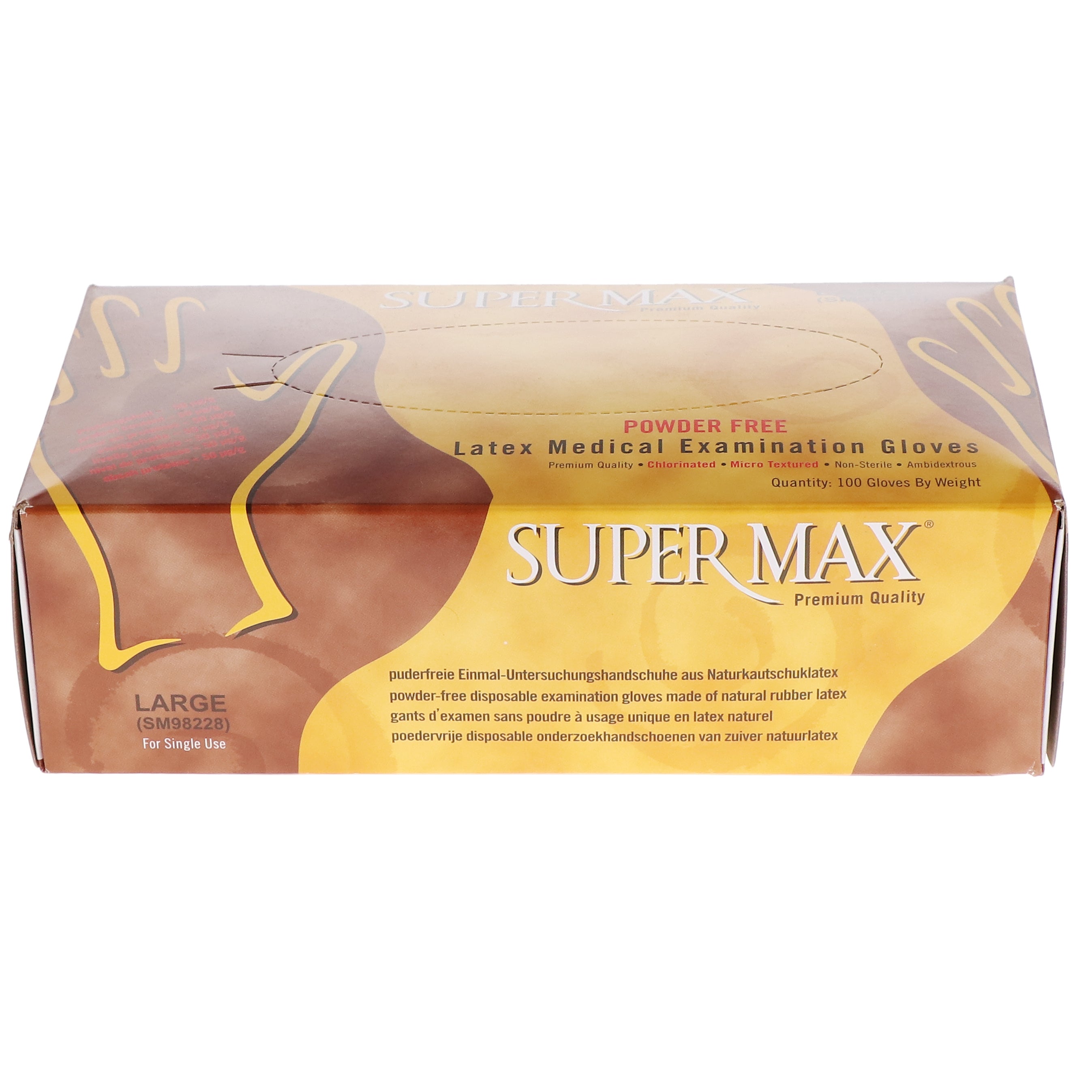 House Brand Dentistry SM98228 Supermax Non-Sterile Latex Examination Gloves Powder Free Large 100/Bx House Brand Dentistry SM98228 Supermax Non-Sterile Latex Examination Gloves Powder Free Large 100/Bx